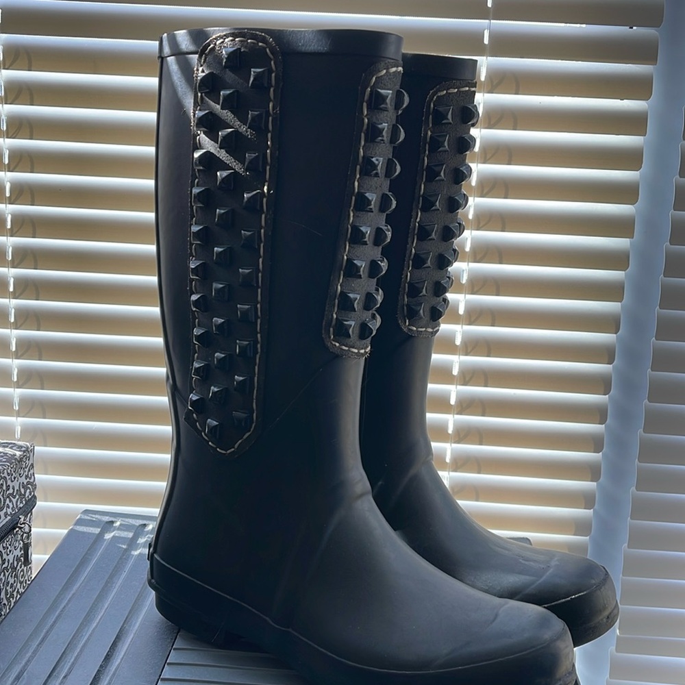 Black Studded BCBG MaxAzria Tall Rain Boot